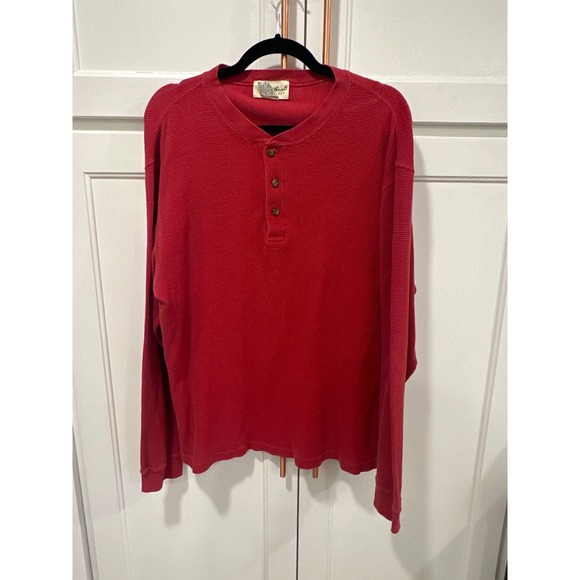 Eddie Bauer Other - Vintage Eddie Bauer Mens Red Waffle Knit cotton casual Henley Shirt Size Medium
